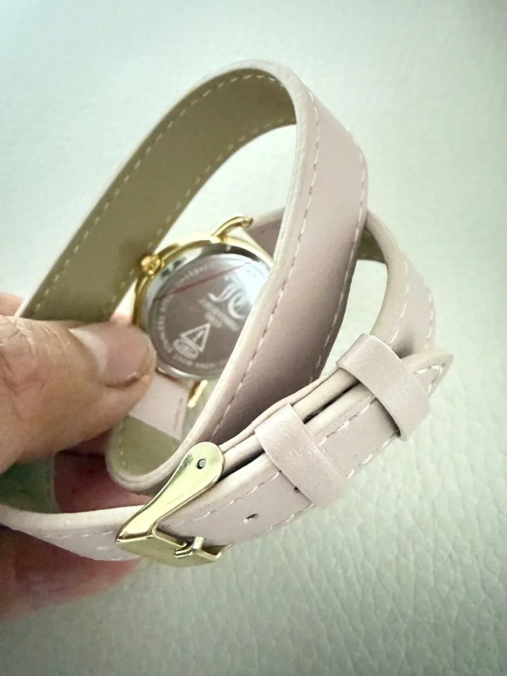 NIB JUICY COUTURE PINK WRAP LEATHER STRAP WATCH RHINESTONE BEZEL CROWN DIAL
